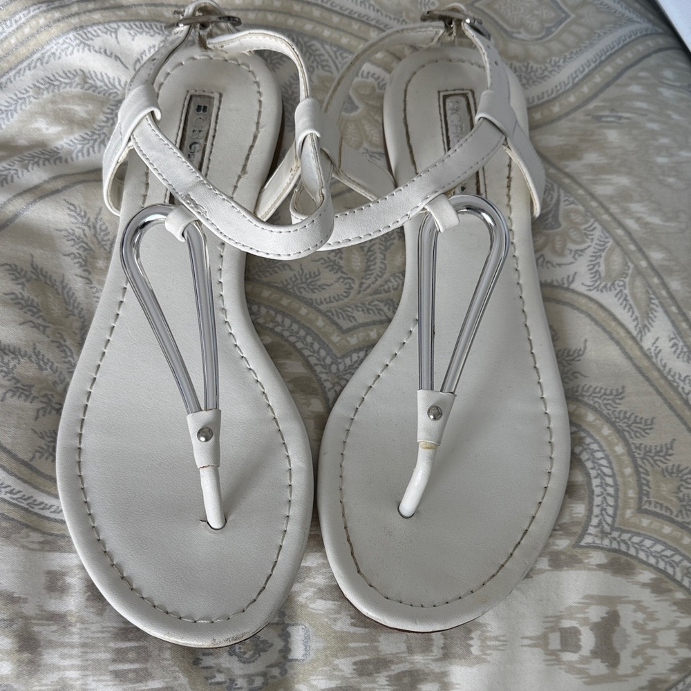 BCBGMaxAzria White Leather Sandals